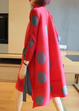 Momentlover Fashion Red Stand Collar Dot Print Side Open Holiday Dresses Spring LY1497