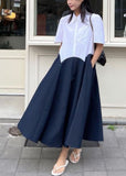 Momentlover Fine White Peter Pan Collar Patchwork Cotton Fake Two Piece Dress Summer LY1756