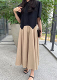 Momentlover Fine White Peter Pan Collar Patchwork Cotton Fake Two Piece Dress Summer LY1756