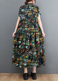 Momentlover French Black Oversized Print Exra Large Hem Cotton Dress Summer LY1545