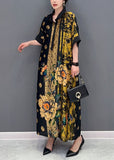 Momentlover French Colorblock Peter Pan Collar Print Silk Maxi Dresses Summer LY1596