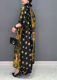 Momentlover French Colorblock Peter Pan Collar Print Silk Maxi Dresses Summer LY1596