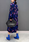 Momentlover French Purple Rose Print Slim Fit Knit Long Dress Spring LY1666