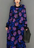 Momentlover French Purple Rose Print Slim Fit Knit Long Dress Spring LY1666