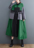 Momentlover Green Patchwork Cotton Holiday Dresses Peter Pan Collar Spring LY1511