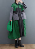 Momentlover Green Patchwork Cotton Holiday Dresses Peter Pan Collar Spring LY1511