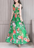 Momentlover Green Slim Chiffon Maxi Dress Sleeveless LY1716