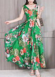 Momentlover Green Slim Chiffon Maxi Dress Sleeveless LY1716