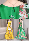 Momentlover Green Slim Chiffon Maxi Dress Sleeveless LY1716
