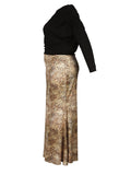 Momentlover Plus Size Inclined Neck Snakeskin Print Mermaid Dress AC262