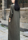 Momentlover Handmade Green Patchwork Cozy Long Dress Spring LY1957