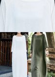 Momentlover Handmade Green Patchwork Cozy Long Dress Spring LY1957