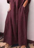 Momentlover Italian Mulberry O Neck Patchwork Side Open Cotton Long Dresses Spring LY1764