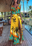 Momentlover Italian Navy Blue V Neck Asymmetrical Print Tunic Side Open Maxi Dress Summer LY1979