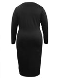Momentlover BASICS Plus Size Bandage Design Split Bodycon Dress AR9671
