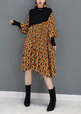 Momentlover Khaki Knit Patchwork Chiffon Holiday Pleated Dress Spring LY1595