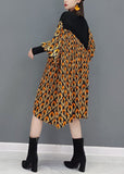 Momentlover Khaki Knit Patchwork Chiffon Holiday Pleated Dress Spring LY1595