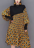Momentlover Khaki Knit Patchwork Chiffon Holiday Pleated Dress Spring LY1595