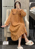 Momentlover Loose Orange Sailor Collar Patchwork Wrinkled Solid Cotton Maxi Dress Long Sleeve LY1969