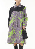 Momentlover Modern Grey Peter Pan Collar Print Patchwork Cotton Shirts Dresses Spring LY1164