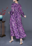 Momentlover Modern Purple Oversized Print Silk Ankle Dress Spring LY1919