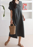 Momentlover Natural Apricot Peter Pan Collar Patchwork Cotton Dress Summer LY1771