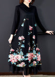 Momentlover Natural Black Embroideried Patchwork Silk Holiday Dress Spring LY1729