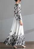 Momentlover Novelty Black V Neck Print Chiffon Maxi Beach Dresses Spring LY1729