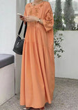 Momentlover Organic Orange Embroideried Patchwork Cotton Dresses Summer LY1742