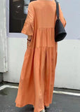 Momentlover Organic Orange Embroideried Patchwork Cotton Dresses Summer LY1742