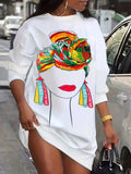Momentlover Africa Figure Print Sweat Dress BO5615