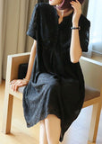 Momentlover Plus Size Black Stand Collar Patchwork Jacquard Chiffon Maxi Dresses Summer LY1426
