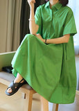 Momentlover Plus Size Green Oversized Patchwork Exra Large Hem Cotton Shirt Dresses Summer LY1459