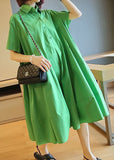 Momentlover Plus Size Green Oversized Patchwork Exra Large Hem Cotton Shirt Dresses Summer LY1459