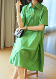 Momentlover Plus Size Green Oversized Patchwork Exra Large Hem Cotton Shirt Dresses Summer LY1459