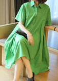 Momentlover Plus Size Green Oversized Patchwork Exra Large Hem Cotton Shirt Dresses Summer LY1459