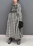 Momentlover Plus Size Grey Oversized Plaid Cotton Beach Dress Spring LY1591