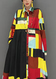 Momentlover Red Print Cotton Holiday Dress Asymmetrical Wrinkled Spring LY1664
