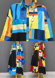 Momentlover Red Print Cotton Holiday Dress Asymmetrical Wrinkled Spring LY1664
