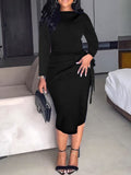 Momentlover BASICS Plus Size Bandage Design Split Bodycon Dress AR9671