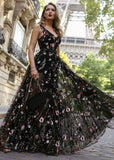 Momentlover Sexy Black Embroideried Patchwork Chiffon Dress Summer LY1926
