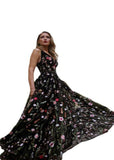 Momentlover Sexy Black Embroideried Patchwork Chiffon Dress Summer LY1926