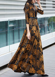 Momentlover Sexy Orange Print Sashes Long Traveling Dress Spring LY1765