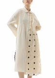Momentlover Simple Apricot Embroideried Patchwork Cotton Shirts Dresses Spring LY1149