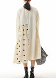 Momentlover Simple Apricot Embroideried Patchwork Cotton Shirts Dresses Spring LY1149
