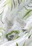 Momentlover Simple White Stand Collar Embroideried Patchwork Silk Dress Spring LY1676