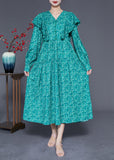 Momentlover Style Blue Ruffles Patchwork Exra Large Hem Long Dress Spring LY1977