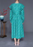 Momentlover Style Blue Ruffles Patchwork Exra Large Hem Long Dress Spring LY1977