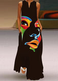 Momentlover Style Colorblock V Neck Print Chiffon Dress Summer LY1929