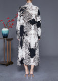 Momentlover Stylish Colorblock Ruffled Oversized Print Chiffon Shirt Dress Spring LY1976